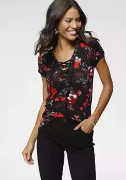 Футболка Laura Scott со шнуровкой по вырезу, черный