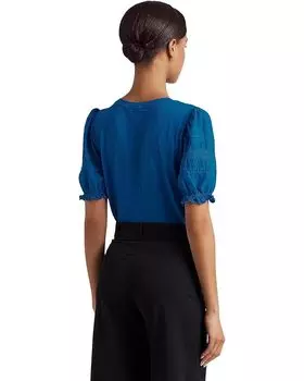 Футболка LAUREN Ralph Lauren Eyelet Slub Jersey Short Sleeve Tee, цвет Tropic Royal