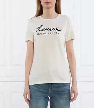 Футболка LAUREN RALPH LAUREN KATLIN-SHORT SLEEVE-T-SHIRT Slim Fit, кремовый