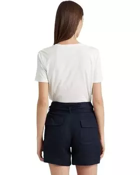 Футболка LAUREN Ralph Lauren Petite Eyelet Logo Cotton-Blend Tee, белый
