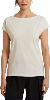 Футболка Lauren Ralph Lauren Petite Grieta Short Sleeve T-Shirt, цвет Mascarpone Cream