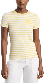 Футболка LAUREN Ralph Lauren Striped Stretch Cotton Crew Neck Tee, цвет White/Primrose Yellow