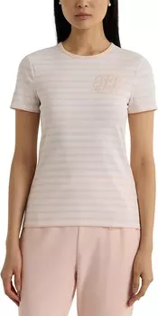 Футболка LAUREN Ralph Lauren Striped Stretch Cotton Crew Neck Tee, цвет White/Pink Opal