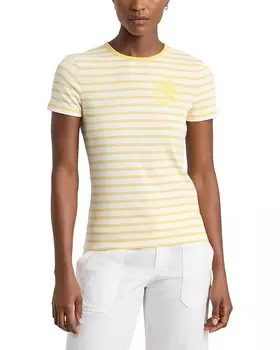 Футболка LAUREN Ralph Lauren Striped Stretch Cotton Crew Neck, цвет White/Primrose Yellow