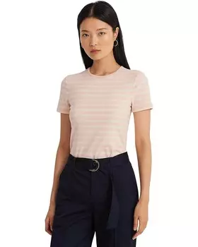 Футболка LAUREN Ralph Lauren Striped Stretch Cotton Crewneck, цвет Pale Pink/Mascarpone Cream