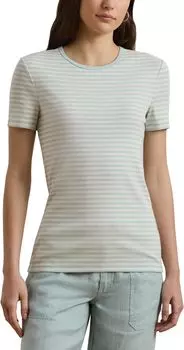 Футболка Lauren Ralph Lauren Striped Stretch Cotton Crewneck Tee, цвет Aqua Pearl/Mascarpone Cream