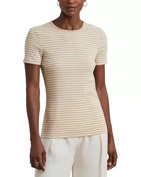 Футболка Lauren Ralph Lauren Striped Stretch Cotton Crewneck Tee, цвет Sand Dune/Mascarpone Cream