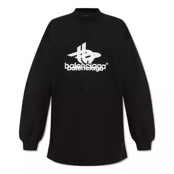 Футболка layered sports long sleeve t-shirt oversized 'black white' Balenciaga, черный