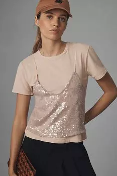 Футболка Le Superbe Birdie с пайетками, песочный