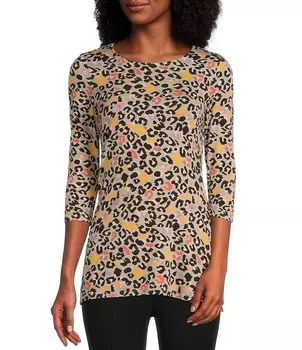 Футболка-леггинс с круглым вырезом и рукавом 3/4, миниатюрного размера с животным принтом Intro, животный принт