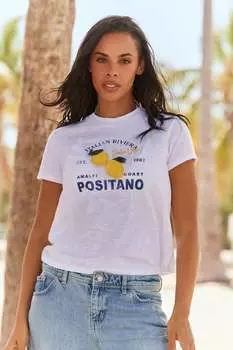 Футболка Lemon Positano City с принтом Next, белый