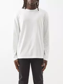 Футболка leon из хлопкового джерси с длинными рукавами The Row, белый
