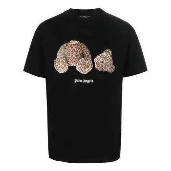 Футболка leopard bear classic tee 'black brown' Palm Angels, черный