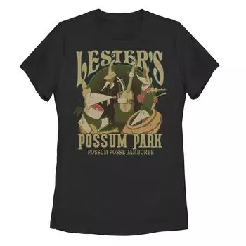 Футболка Lester's Possum Park для юниоров с изображением «Глупого фильма Диснея» Licensed Character, черный