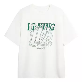 Футболка let's be lucky graphic t-shirt 'white green' Li-Ning, белый