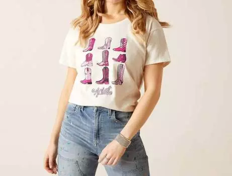 Футболка Let's Go Girls в цвете Off White ARIAT