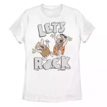 Футболка Let's Rock для юниоров The Flintstones Fred & Barney Licensed Character, белый