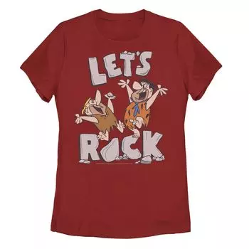 Футболка Let's Rock для юниоров The Flintstones Fred & Barney Licensed Character, красный