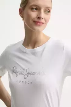 Футболка LETICIA из хлопка Pepe Jeans, белый