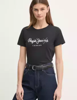 Футболка LETICIA из хлопка Pepe Jeans, черный