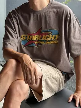 Футболка летняя мужская Dazy с буквенным принтом, кофейный