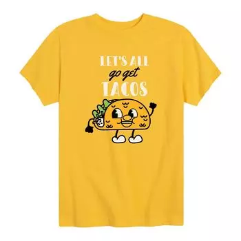 Футболка Lets All Go Get Tacos с рисунком для мальчиков 8–20 лет Licensed Character, желтый
