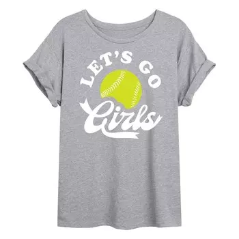 Футболка Lets Go Girls для софтбола с струящимся рисунком для юниоров Licensed Character, серый
