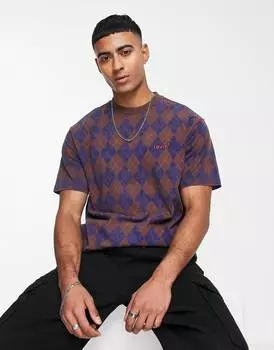 Футболка Levi's в шахматном порядке красно-синего цвета с логотипом