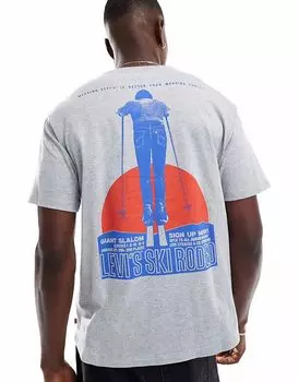 Футболка Levi's Archive Ski Rodeo с винтажным принтом на спине серого меланжевого цвета
