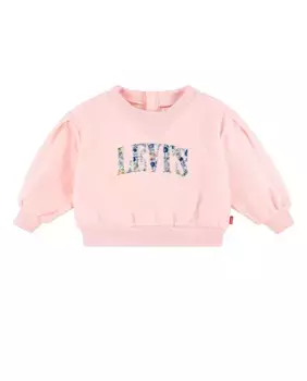 Футболка Levi's Baby Girls' с круглым вырезом и плиссированными рукавами, розовый