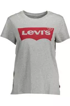 Футболка Levi's Chic с принтом логотипа для элегантного повседневного образа женщины, серый