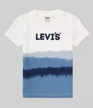 Футболка Levi's Little Boys 2T-7 с короткими рукавами и ленивым градиентом, белый
