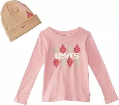 Футболка Levi'S Long Sleeve Argyle Tee with Beanie, цвет Bridal Rose