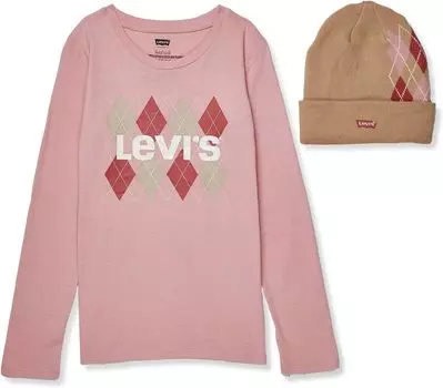 Футболка Levi'S Long Sleeve Argyle Tee with Beanie, цвет Bridal Rose