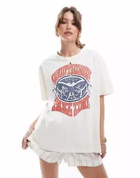 Футболка Levi's oversize с принтом бабочек белого цвета