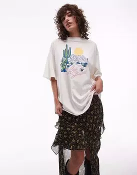 Футболка Levi's oversize с принтом пустыни белого цвета