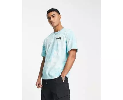 Футболка Levi's синего цвета в технике тай-дай с постерным логотипом