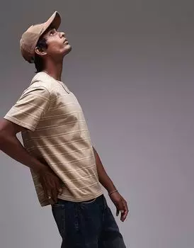 Футболка Levi's the essential свободного кроя с жаккардовыми полосками бежевого цвета