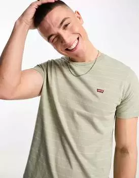 Футболка Levi's в кремовую полоску с маленьким логотипом в виде крыла летучей мыши