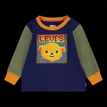 Футболка Levis Color Block Baby Long Sleeve Round Neck, зеленый