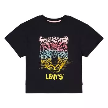 Футболка Levis Leopard Oversized Kids Short Sleeve Round Neck, черный