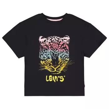 Футболка Levis Leopard Oversized Teen Short Sleeve Round Neck, черный