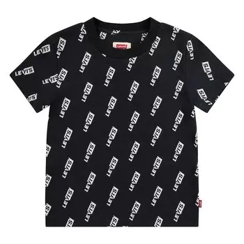 Футболка Levis Split Boxtab Logo Print Kids Short Sleeve Round Neck, черный