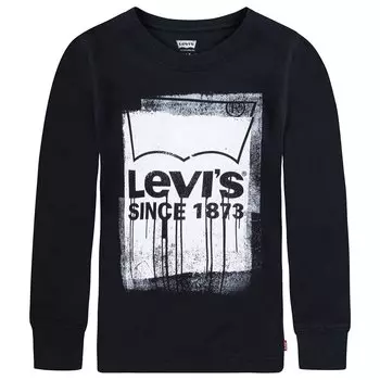 Футболка Levis Wet Paint Kids Long Sleeve Round Neck, черный
