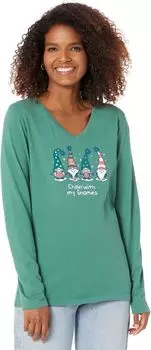 Футболка Life is Good Chillin' with My Gnomes Long Sleeve CrusherVee, цвет Spruce Green