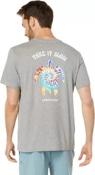 Футболка Life is Good CrusherTee Tie-Dye Turtle, цвет Heather Gray