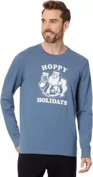 Футболка Life is Good Santa Hoppy Holidays Long Sleeve CrusherTee, цвет Vintage Blue