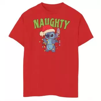 Футболка Lilo & Stitch Naughty Colors с рисунком рождественских гирлянд для мальчиков 8–20 лет Licensed Character