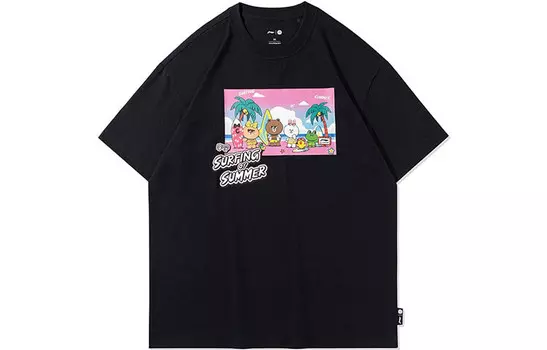 Футболка Line Friends X Sports Fashion Collection унисекс, черная Lining, черный