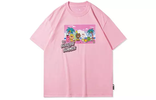 Футболка Line Friends X Sports Fashion Collection унисекс розового цвета Lining, розовый